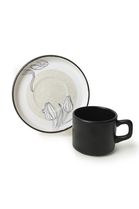 Hermia Juego de tazas de café Blanco y Negro (12 piezas)